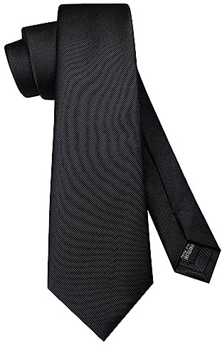 JEMYGINS Schmale Einfarbige Herren krawatte mit einer Vielfalt an Farben - 7cm Schwarz
