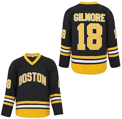 Herren Happy Gilmore Jersey 18 Adam Sandler 1996 Movie Hockey Trikots schwarz genäht S-XXXL, Schwarz, XL