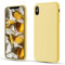 CALOOP Slim-Fit for iPhone X Case,iPhone XS Case,Skin Soft Liquid Silicone,Sturdy Shockproof Hard Frame Cover with Anti-Scratch Microfiber Lining,Robust Full Protection for Screen(Lemon Yellow)