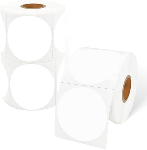 STARLIBOO Thermoetiketten, Thermodrucker-Etiketten, rund, 5,1 cm, direkte Thermoaufkleber für Barcode, Versand, maßgeschneidert, 2400 Etiketten für Drucker, kompatibel mit Rollo & Zebra & MUNBYN (4