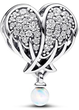 Feitery Christmas Zauberlehrling Charms Armband Bead Charm für Damen Weihnachtszeit (Funkelnde Engelsflügel & Herz)