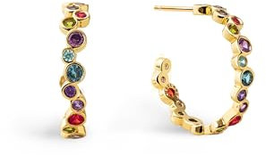 SINGULARU - Pendientes Aro Bubbles. Latón con Baño en Oro 18Kt. Cierre de Tuerca a Presión. Joyas para Mujer