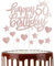 Happy 50th Birthday Cake Toppers, Rose Gold Cake Cupcake Toppers for Cake, Glitter Heart Stars Cake Toppers, Birthday Gift, Personalised Cake Toppers for Women Girls 50th
