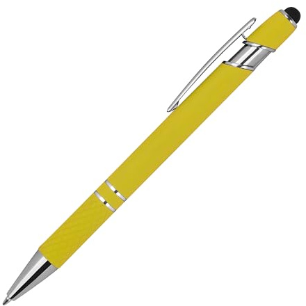 Touchpen Kugelschreiber aus Metall / mit Muster / Farbe: gelb