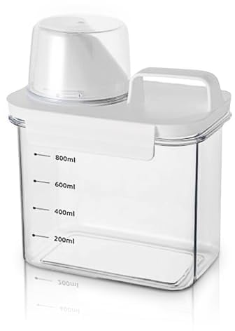 GJGJZD Waschmittelspender Mit Messbecher, Waschpulver Aufbewahrungsbox, Mehrzweck-Waschpulver Spender Waschpulver Dose, Waschmittelbox für Waschmittel WeichspüLer, Waschpulver-BehäLter