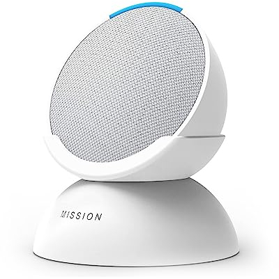 Echo Pop | Altavoz inteligente Bluetooth con Alexa de sonido potente y compacto, Blanco + base con batería Made for Amazon para Echo Pop, Blanco glaciar