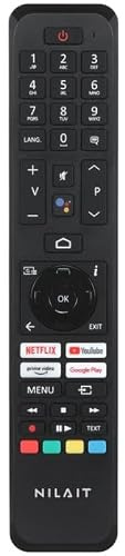 Nilait Mando a Distancia Bluetooth para Smart TV, Compatible Gama NI-UB7001S, Sustitución Original, Negro