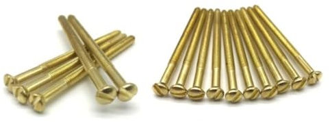 Electrical Long Socket Screws 40mm, 50mm, 75mm Black Nickel, Brass, Chrome M3.5 Screw Flat Raised Slotted Head Threaded Bolt for Switches, Plugs, Sockets, Fixings (20, Brass, 50mm)