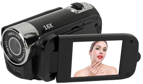 GOWENIC Fotocamera Digitale, Videoregistratore 1080P, Zoom 16X, Videocamera 16MP con Luce di Riempimento, Selfie, Registrazione in Loop, Filigrana Temporale, Porta USB per Viaggi (BLACK)