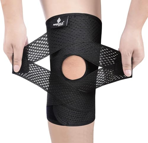 NEENCA Kniestütze für Knieschmerzen, Kompressions Kniebandage mit Luftgitterstoff, einstellbare Kniepackung mit Seitenstabilisatoren, ultra-weicher Verband für Meniskusriss,ACL,Laufen,Arthritis Relief
