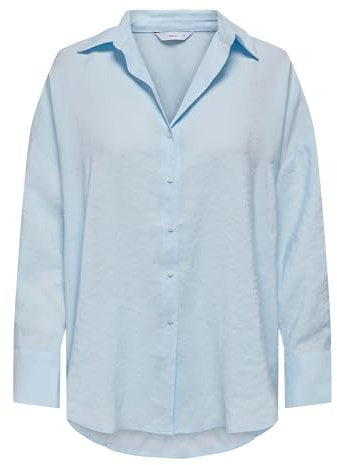 ONLY Damen Onlzazima L/S Loose Shirt WVN Oversize-Hemd Mit Knopfverschluss Und Längerem Rückenausschnitt, Chambray Blue, XXS