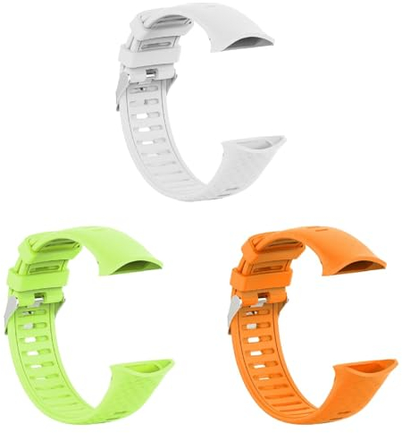 3 Stück Silikon Armband Kompatibel mit Polar Vantage V, Wasserdicht Weiche Ersatzriemen, Weiches Silikon Ersatzarmband Sportarmband für Damen Herren, A-Grün/Orange/Weiß