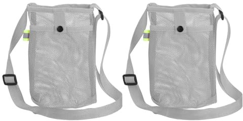 Sourcing Map 2 Pcs Adjustable Shoulder Strap Water Bottle Carrier Bag with Double Pocket for Sports, Hiking, Walking, Travel, Grey