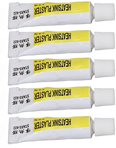 5-teiliges CPU-Wärmeleitpasten-Set – 300 ℃ Isoliertes Thermisches Silikonfett für Elektronik, Geräte, Instrumente, LEDs, Kühlkörper – 5 G Pro Tube – Ungiftig und Lösungsmittelfrei