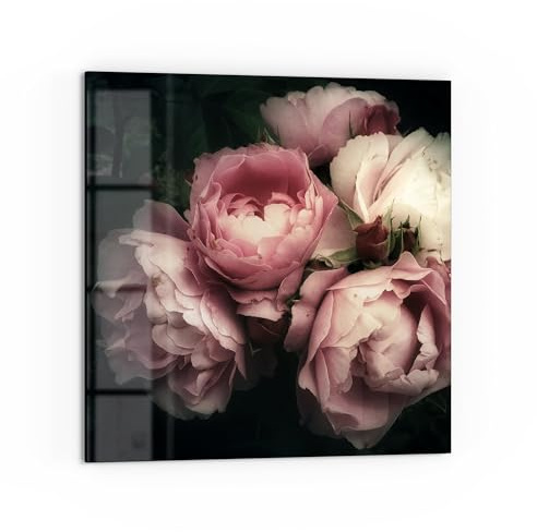 DEQORI Küchenrückwand Glas | Motiv Nostalgische Blüte | 60x60 cm cm | Bad- oder Herd-Rückwand | Herdblende Spritzschutz für Küche & Badezimmer | moderne Deko für Fliesenspiegel