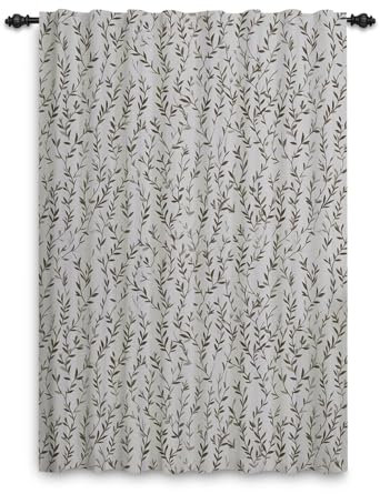 Vintage Blatt Druck Natur Themed Vorhang für Schlafzimmer und Wohnzimmer Landhausstil Flächenvorhang für Balkon Fenster und Tür Raumteiler 107x215cm