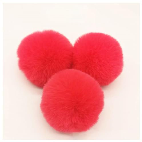 BrightGlow Kunstfell Pompon 8cm Weiche Pompons zum Basteln Groß Pom Pom Bälle Fellbommel Kunstfell-Pom-Poms DIY Pom Pom Bälle Kaninchenfell Bommel für Mützen Beanies Tasche #1Rot 10 Stück