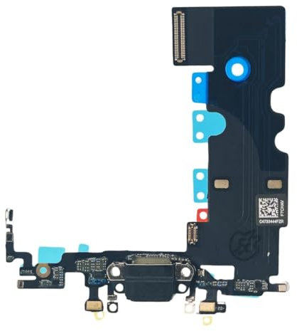 MEEFIX Charging Port Replacement for iPhone SE 3rd 2022 - Audio Headphone Jack USB Dock Connector Flex Cable with Microphone/Antenna/Bracket - Black