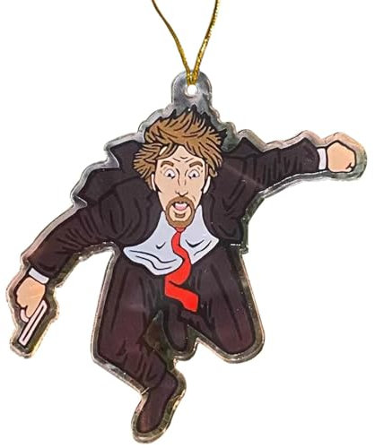 Die Hard Christmas Ornament - Funny Acrylic Car Rearview Hans Gruber Pendant, Christmas Tree Hanging Decoration Favors for Kids Adults