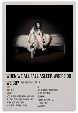 Hualishup Billie Poster Eilish Music Vintage Album Cover Musikposter für Zimmer Ästhetische Leinwand Wandkunst Schlafzimmer Dekor 30 x 45 cm