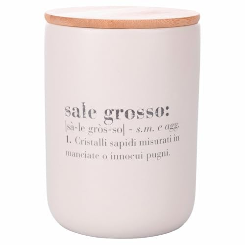 Villa d'Este Home Tivoli Barattolo sale grosso 700 ml in ceramica, coperchio in bambù, Victionary