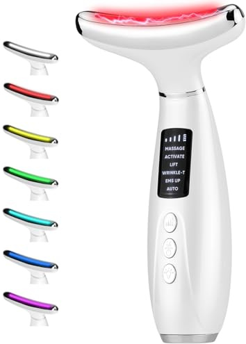 SGIP Masajeador Facial 6 Modos LED 7 Colores, EMS Lifting 45℃ Antiarrugas | 4 niveles de intensidad. Antiarrugas & reductor de papada. Luz LED 7 colores. Carga USB-C. Portátil. Para rostro y cuello.