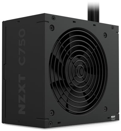 NZXT C750 Bronze ATX 3.1 - Fuente de Alimentación No Modular - 750 Vatios - Conector 12V-2x6 - Ventilador FDB de 120mm - Tamaño Compacto de 140mm - Negro