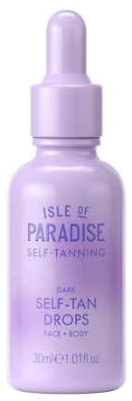 Isle of Paradise Self Tanning Face & Body Drops - Dark - Brightens & Evens Skin Tone - Self Tanner Drops for Bronzed & Glowing Skin - Vegan and Cruelty Free - 30ml