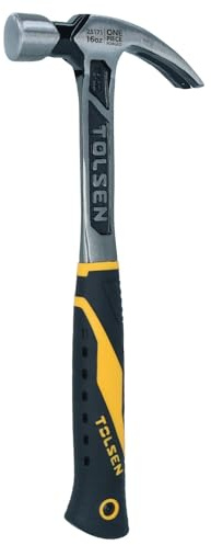16oz One Piece Forged Claw Hammer with Fibreglass Handle Nail Screw Remover