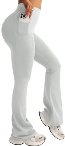 XDSP Yogahose Bootcut Damen Schlaghose Leggings Schlaghose mit Taschen Hohe Taille Elastische Bauchkontrolle Flared Leggings Sporthose Bootcut Yoga Leggings Workout Bootleg Fitnesshose Jogginghose