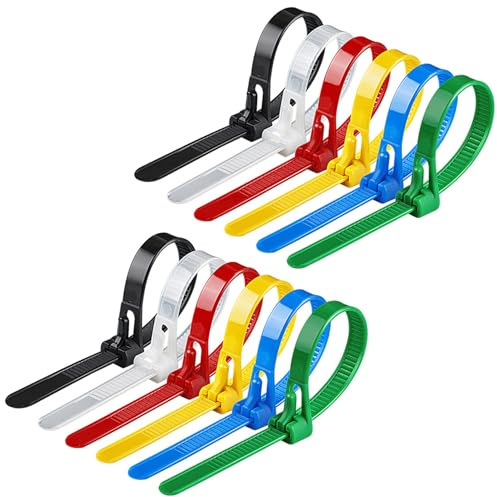 Yatrosynth 100pcs Cable Ties Assortment, 200mm x 4.8mm, Self-Locking Nylon Plastic Wire Ties, for Home, Workshop, Garden, Office and DIY - Mixed Colors