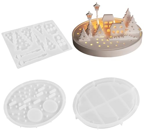 Silikon-Gießform – 19,3 x 15,6 cm, wiederverwendbare Straßenszenen, Nachtlichter, Haus-Silikonformen, Kerzen für Nachtlicht, Kerzenständer, Hochzeitsdekoration