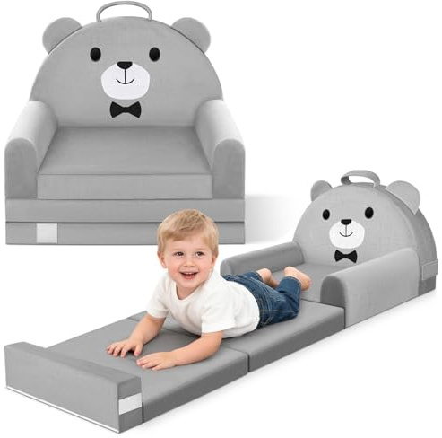 JUOIFIP Sofá Infantil, 2 en 1 Silla Plegable para niños, Suave sofá de Terciopelo de Cristal para los niños pequeños para el Dormitorio, Sala de Estar
