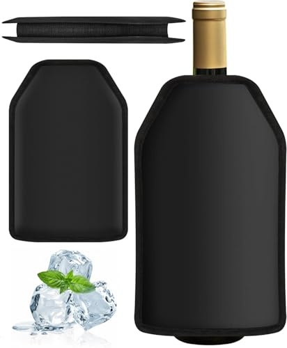 2 Stück Weinkühler Manschette Flaschenkühler Schwarz Kühlmanschette Flasche | Champagner Kühler Manschette Weinmanschette zum Kühlen Weinflaschenkühler für unterwegs für Wein Sekt