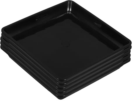 PLAFOPE 5 Stück Quadratische Pflanztopf Untersetzer aus Kunststoff Schwarz 18cm Wetterbeständig und Langlebig Geeignet für Innenräume und Gartenpflanzen