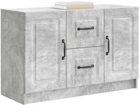 vidaXL Sideboard Betongrau 89 x 34,5 x 57 cm Holzwerkstoff, Moderner Sideboard, rechteckige Möbel, stylische Lagerung, idealer Organizer für Wohnzimmer, Essbereich