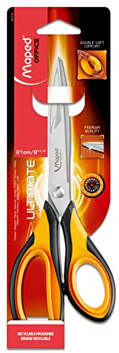 Maped M697710 - Schere Ultimate, 21 cm, asymmetrisch, schwarz/gelb