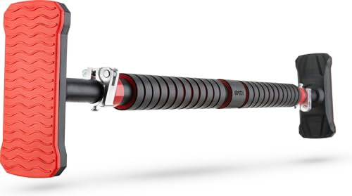 Gymtek Barre de Tractions Réglable 70-100 cm, Barre de Traction Porte, Pull Up Bar Antidérapante pour Calisthenics, Barre de Porte Musculation Montable Intérieur, Chin up Bar max entre 150 kg, Rouge
