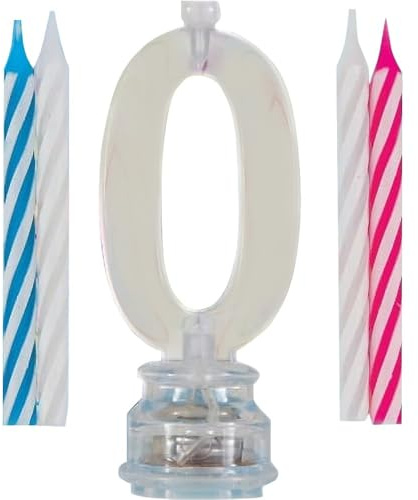 Unique Party 37530 - Colour Changing Flashing Number 0 Birthday Candle Holder with 4 Candles