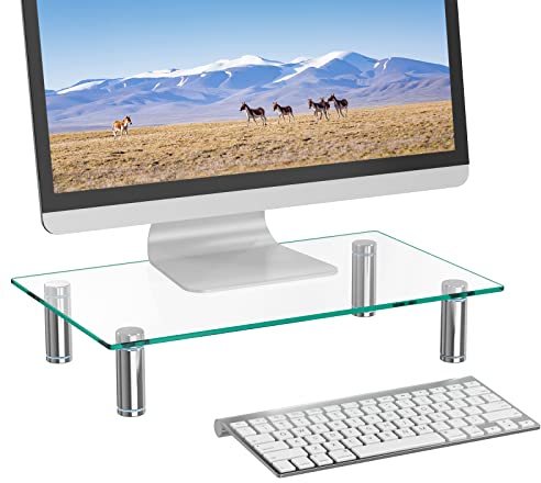 WALI Support de bureau en verre trempé réglable en hauteur pour écran plat LCD LED, ordinateur portable/ordinateur portable 1 Pack