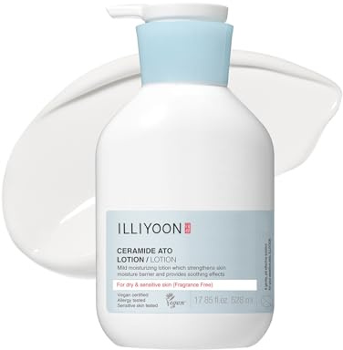 ILLIYOON Ceramide Ato Lotion 528ml(17.85oz) | Strengthening and restoring skin barrier with Soy Ceramide for Dry & Sensitive Skin | Gentle moisturizer for Infants and Adults | Vegan | Fragrance Free