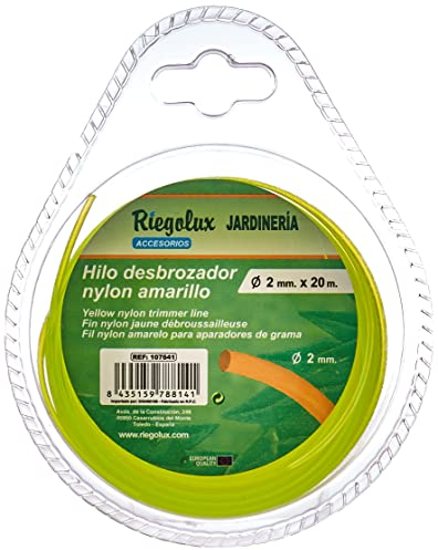 Riegolux 107641 Hilo Desbrozadora Nylon Redonda, Amarillo, 2 mm x 20 m