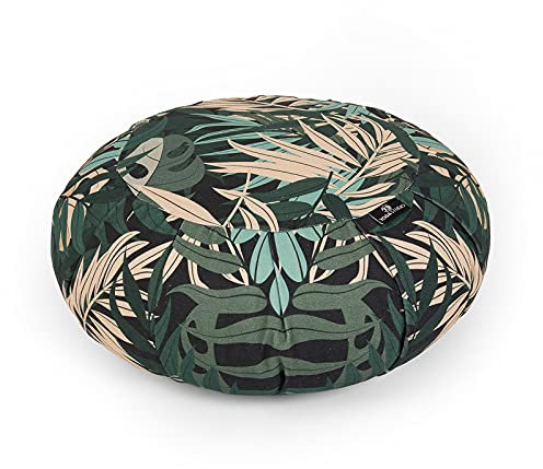 YogaStudio Kissen Buchweizen-Füllung, 36 x 18 cm, rund, mit Buchweizen-Füllung, Green Jungle