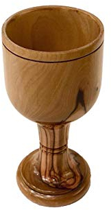 Premium Communion Wine Goblet/Cup -Chalice Olive Wood- 6 Inches - Hand Made from Bethlehem,Israel