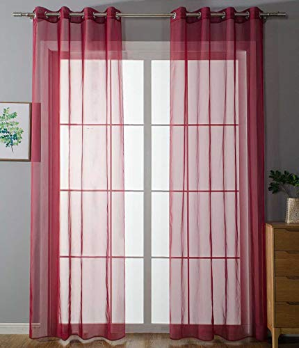 2er Set Ösenvorhänge Transparent »Uni« Gardine HxB 225x140 cm Bordeaux Stores Vorhang Ösen Bleibandabschluß Wohnzimmer, 20332-cn2