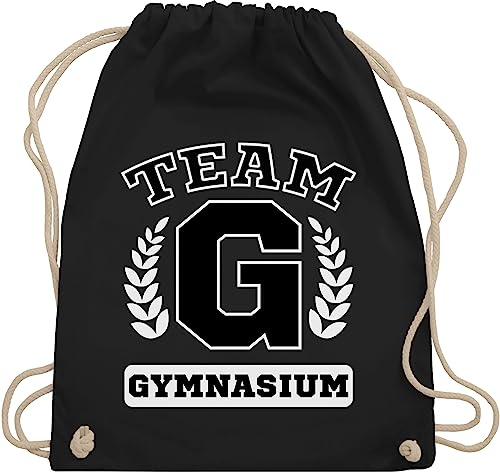 Shirtracer Turnbeutel Rucksack - Schulanfang & Einschulung Geschenk - Team Gymnasium - Unisize - Schwarz - geschenke abschluss grundschule einschulung-schulanfang schulanfänger 5 klasse stoffbeutel