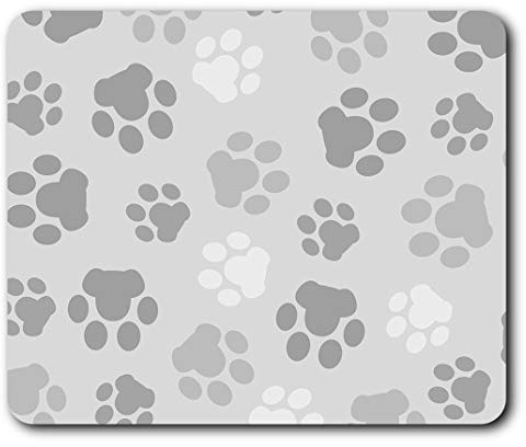 Tapis de souris rectangulaire BW – Motif pattes de chien mignon 23,5 x 19,6 cm (9,3 x 7,7 pouces) pour ordinateur et ordinateur portable, bureau, cadeau, base antidérapante #35878