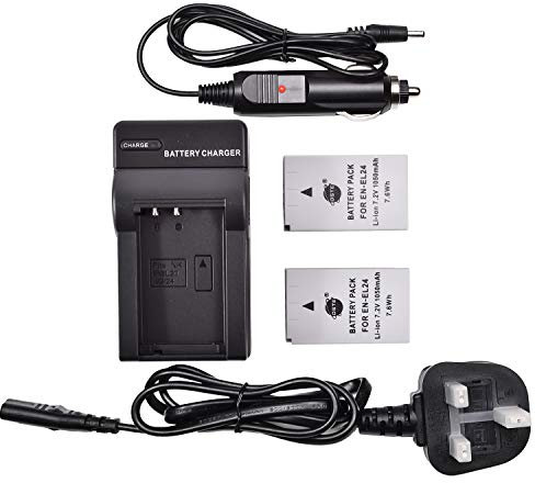 DSTE Compatible 2-Pack EN-EL24 Spare Battery + DC125U Travel Charger Replacement for NIKON 1 J5 Digital Camera