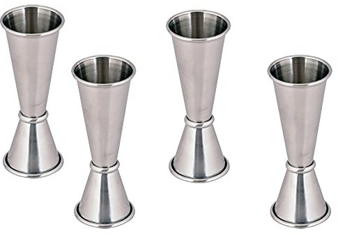 Kosma Set of 4 Stainless Steel Jigger | Peg Measure | Dual Measure Spirit Measuring Cup (30x 60 ml)