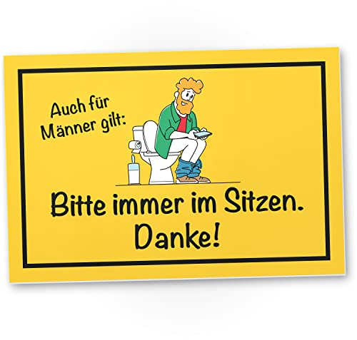 DankeDir! Männer bitte im Sitzen - Schild 30 x 20 cm - Herren Deko Türschild Gästetoilette Gäste WC Wand witzig - Kloschild Klo Schild lustig zum aufhängen Toilette Toilettenschild